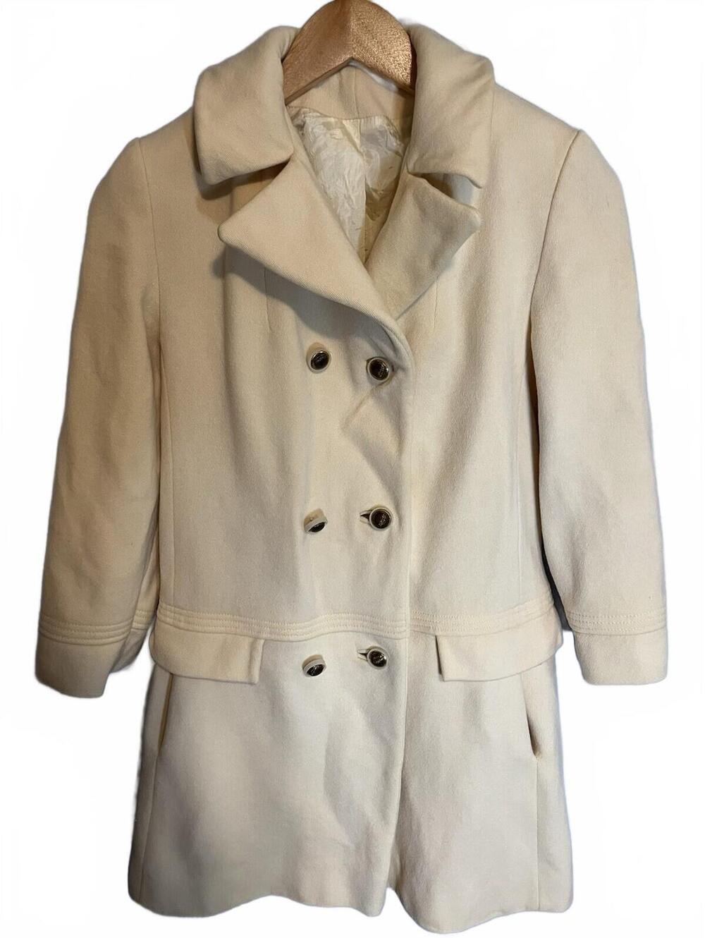 Vintage Cream Sears Fashion S Women’s Coat Mid-length Deco Buttons USA Sailor